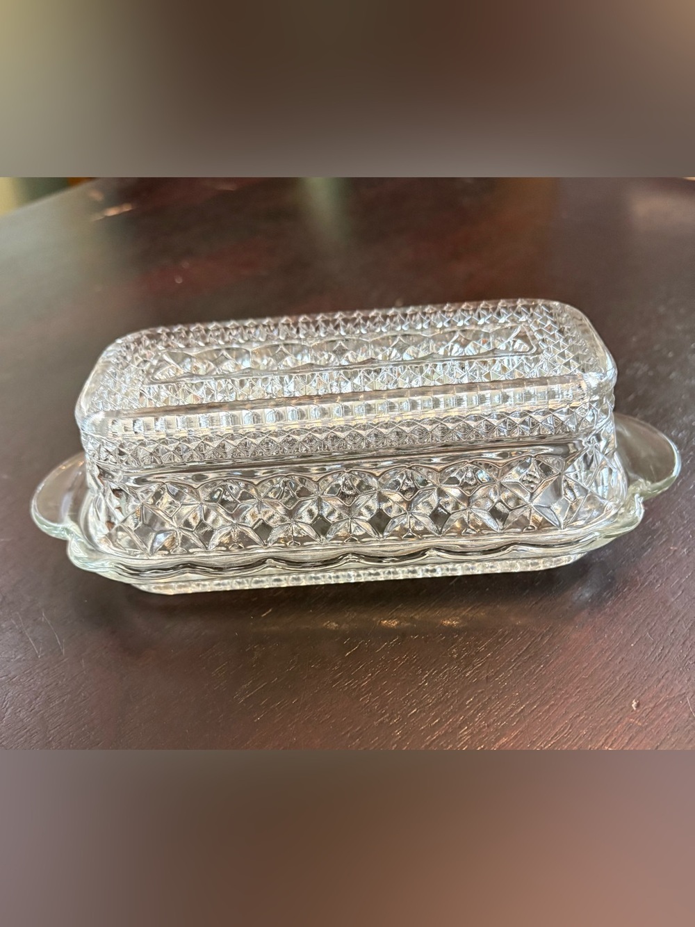 Vintage Glass Butter Dish Anchor Hocking Wexford Pattern
